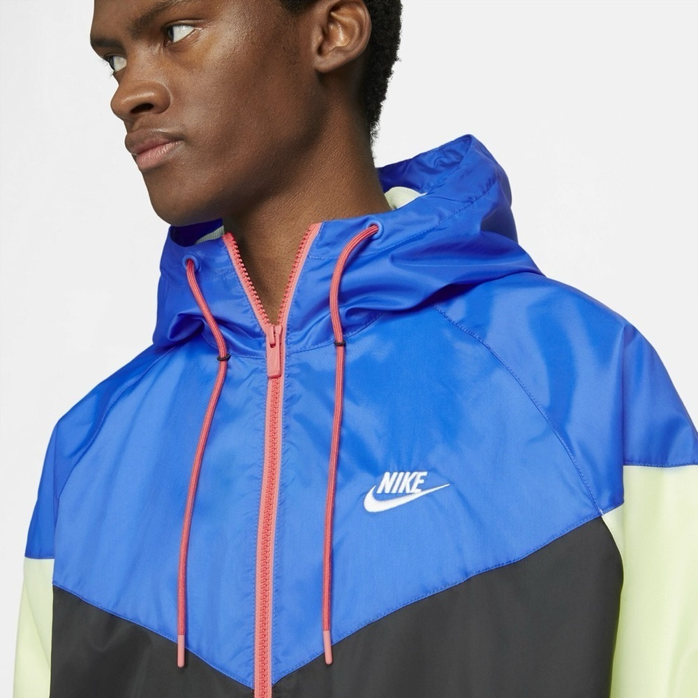 Nike Windrunner Hooded Jacket medium black blue green windbreaker lightweight - Picture 4 of 14